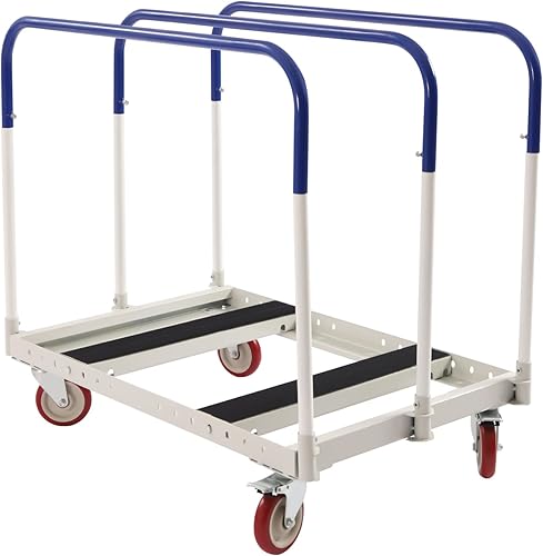 Miniatura 10 de Carrito de camión de panel de acero con asas, 4 ruedas giratorias, carro de hoja de yeso para manejo de panel de pared, carrito rodante - capacidad