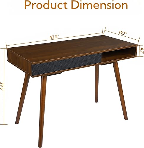 Miniatura 2 de GarveeHome Escritorio de escritorio de oficina en casa de mediados de siglo de 42 pulgadas, escritorio moderno y simple para computadora con cajón y