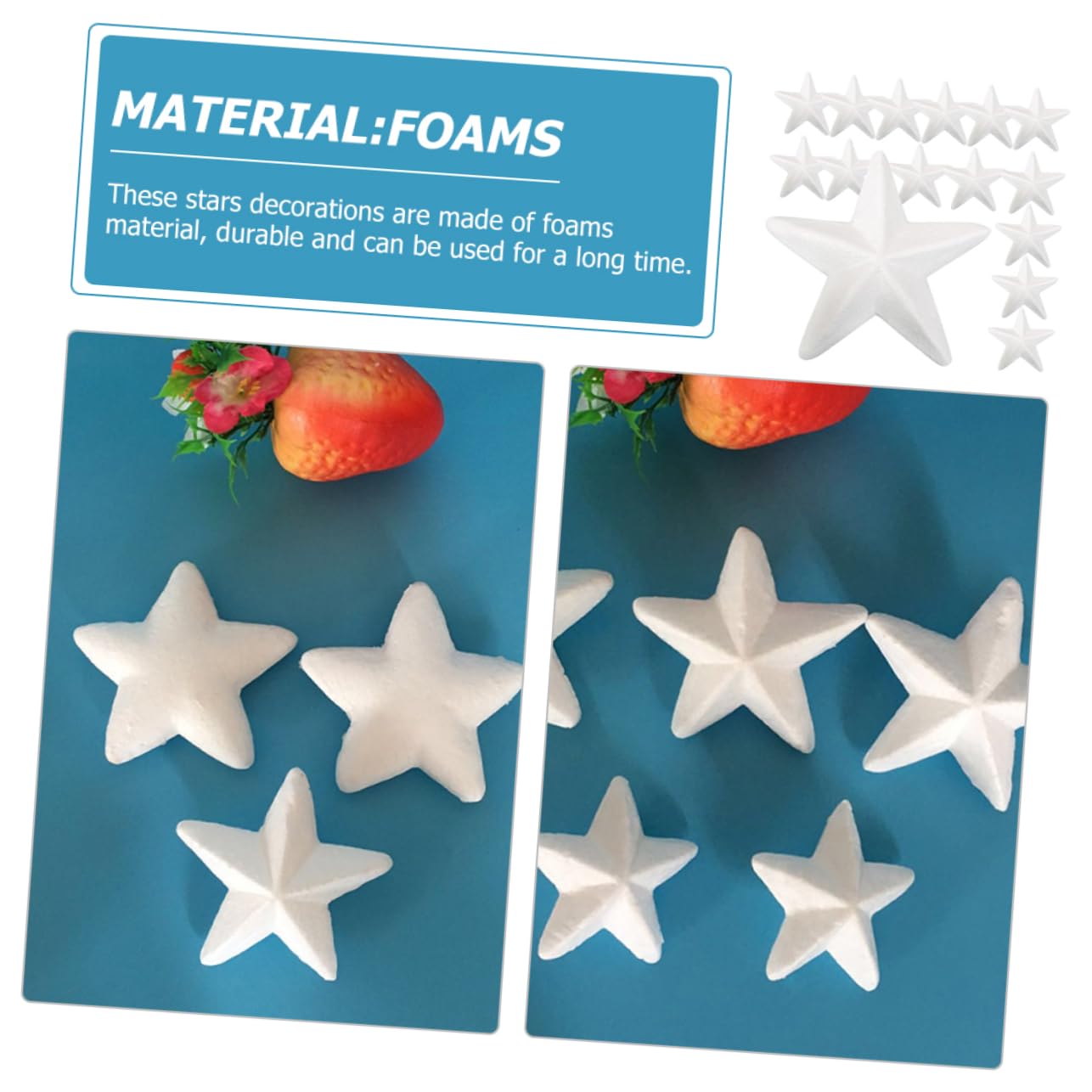 VILLCASE 60pezzi Ornamenti Forma di Stella Polistirolo per Decorazioni Natalizie per Fai da Te Addobbi di Natale e Creazioni Artigianali