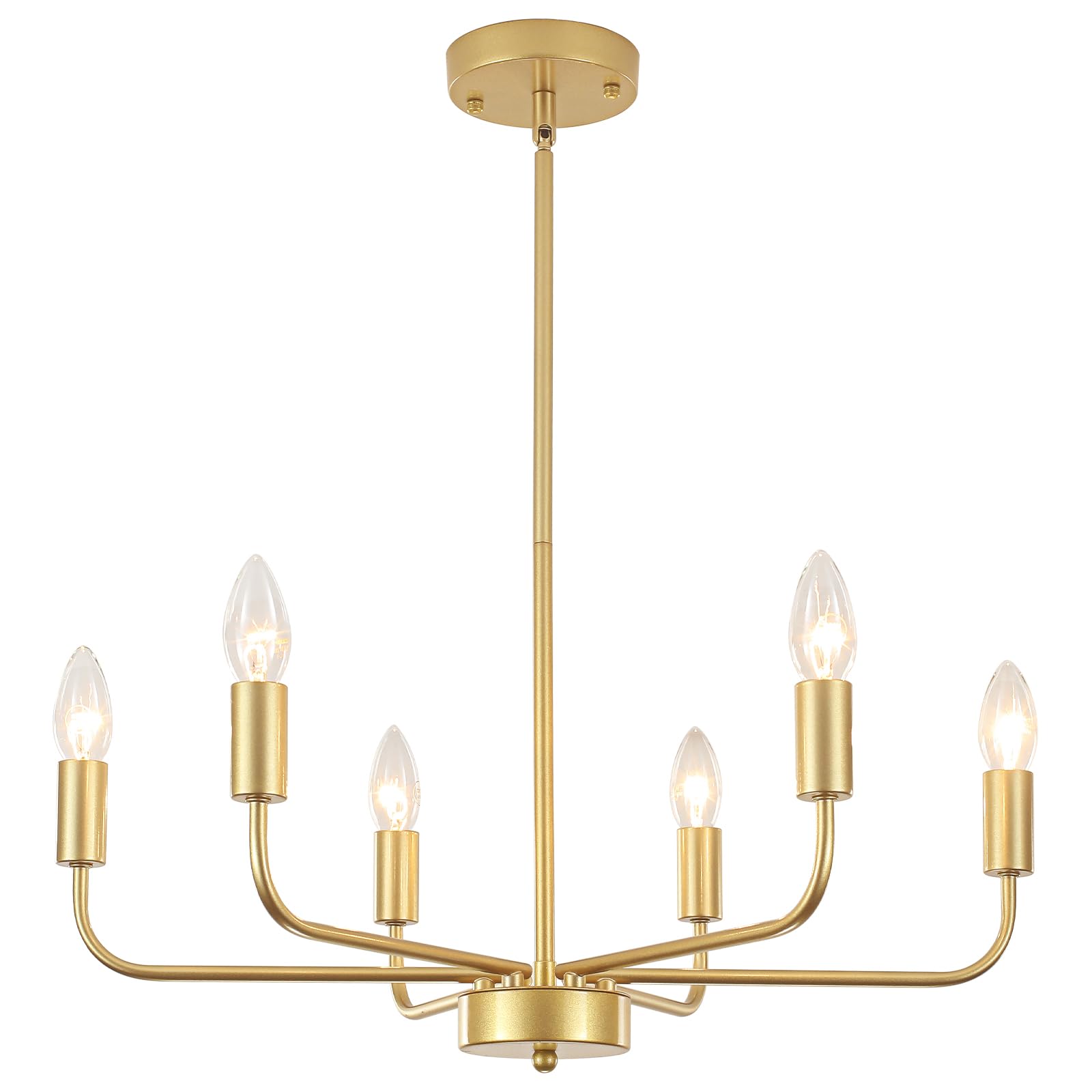 Lampadario Dorato a 6 Luci, Moderni, Lampade da Soffitto per Soggiorno | Lampada a Sospensione Dorata per Sala da Pranzo, Camera Letto, Corridoio, Iingresso, Altezza Regolabile