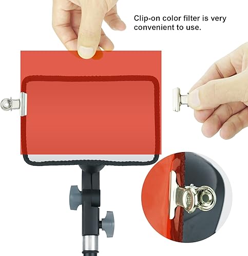 Miniatura 6 de LINCO Luz de video LED de 920 lúmenes con soporte de trípode ajustable/filtros de color, kit de iluminación de estudio para toma de tabletas,