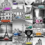  Muriva VW City Campers Wallpaper Blue/Pink/Orange (601541)