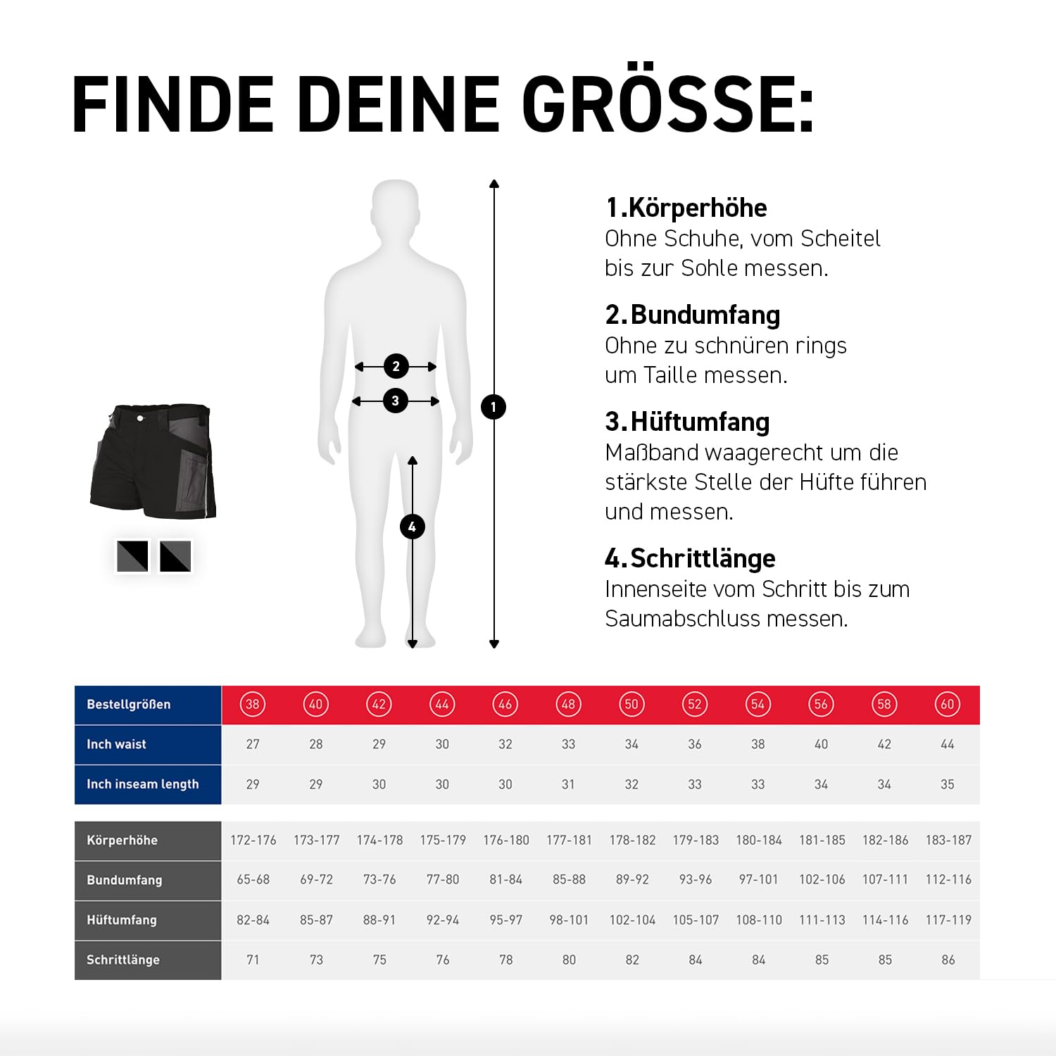 KÜBLER Workwear | KÜBLER ACTIVIQ Arbeitsshorts kurz | Schwarz/Anthrazit | Größe 48