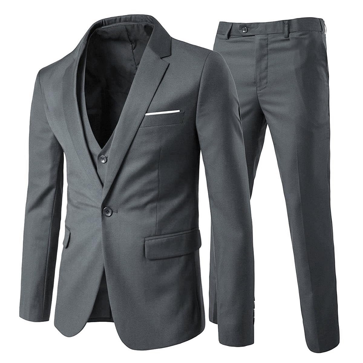Anzug Herren Slim Fit 3 Teilig Anzüge Herrenanzug Sakko für Hochzeit Business