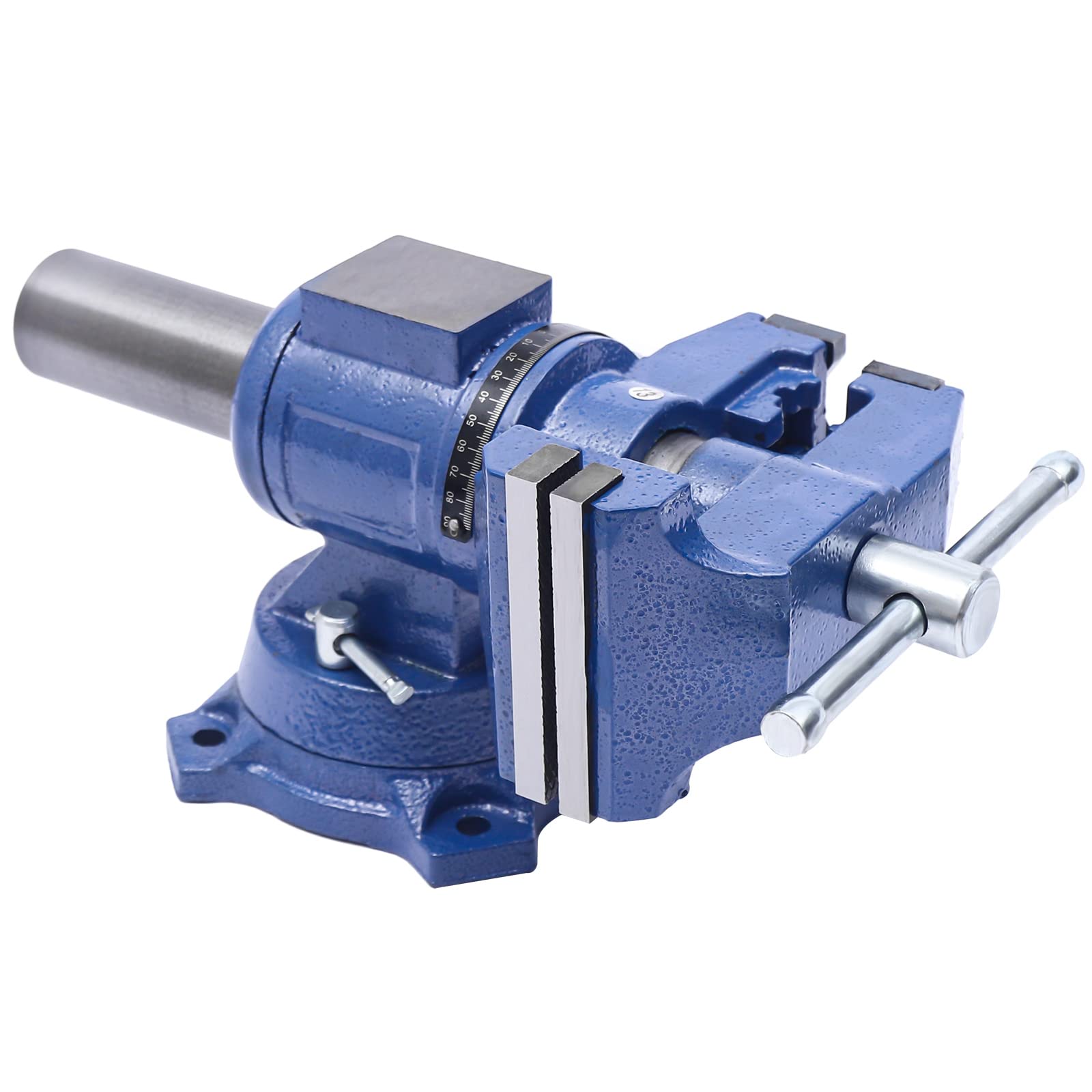Schraubstock 4" 100MM, Sphäroguss Blau Stahlbacken Drehbar 360° Zweiachsig Tischschraubstock Mehrzweck Professionelle Drehbacken Parallelzange für Tischlerei Handwerk Elektronik Schweißen