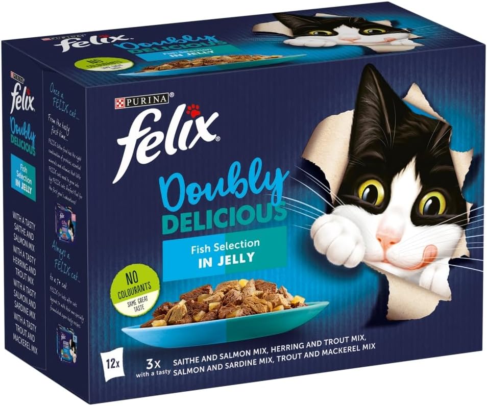 FELIX Doubly Delicious Fish Selection in Jelly Wet Cat Food 12x85g