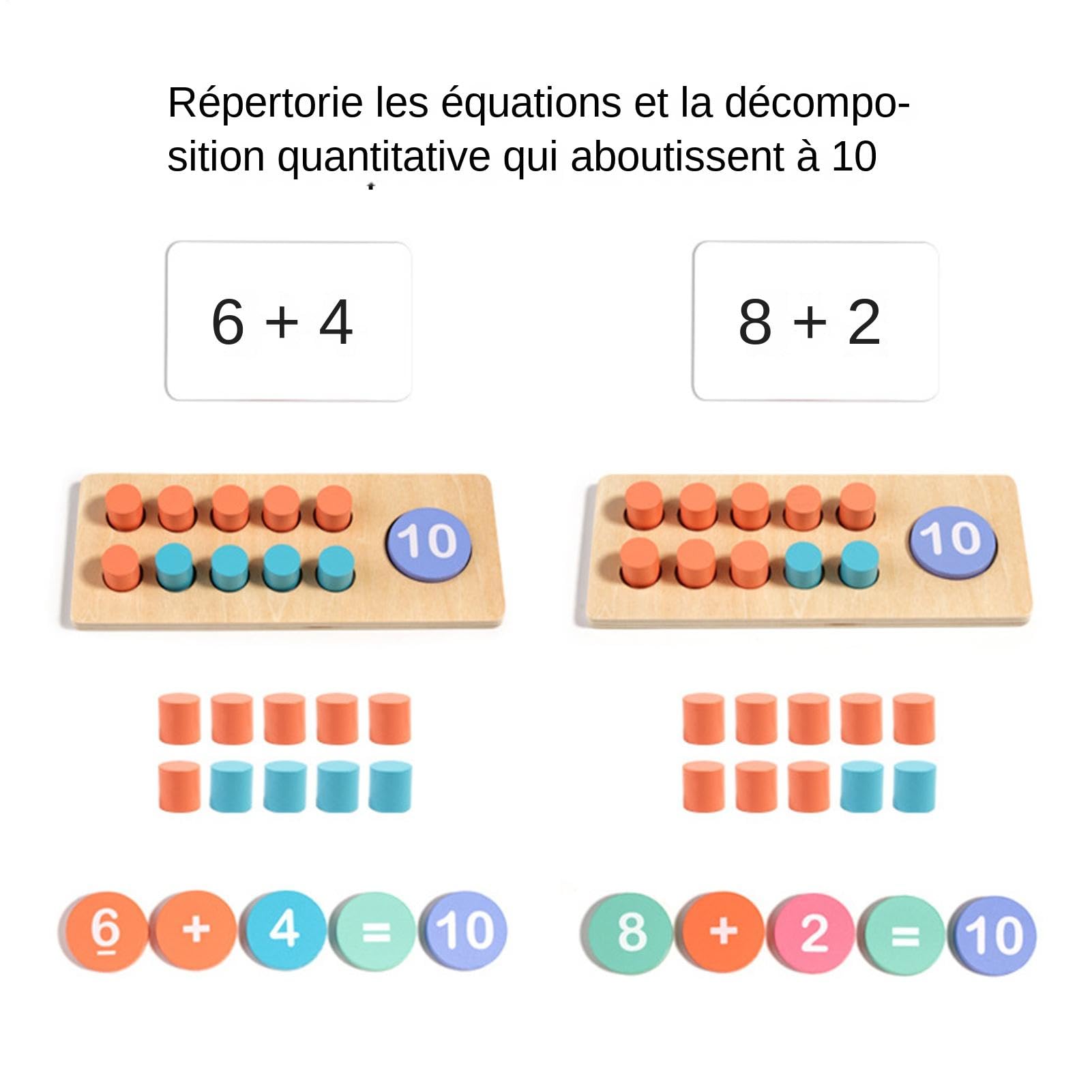 Mathematisches Set aus Holz mit Rahmen, Holzbrett mit Rahmen, mathematische Manipulationsplatte, mathematischer Rahmen zum Zählen von Zahlen für den frühen Grundschulunterricht