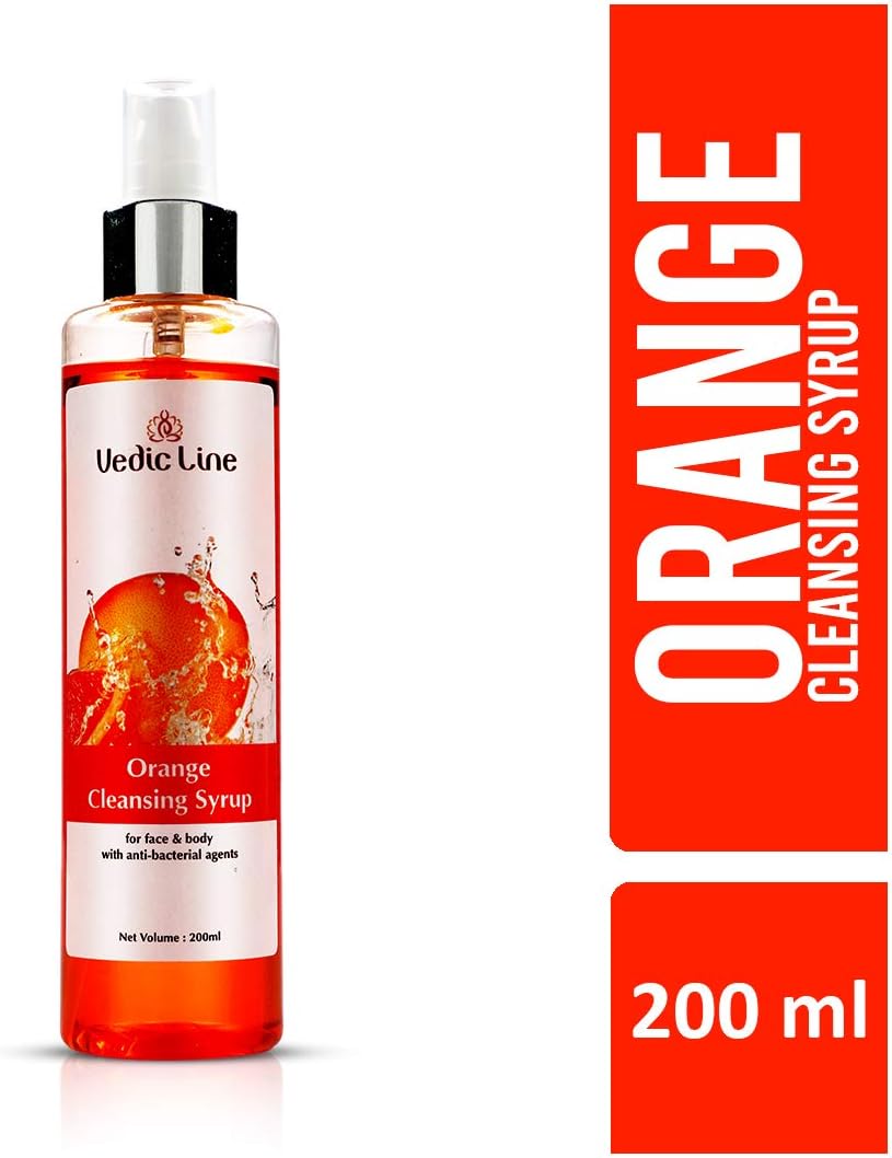 Vedicline Orange Cleansing Syrup For Body & Face, Reduce Dirt & Impurities, Dead Skin Cells With Orange Extract For Nourished Skin, 200ml