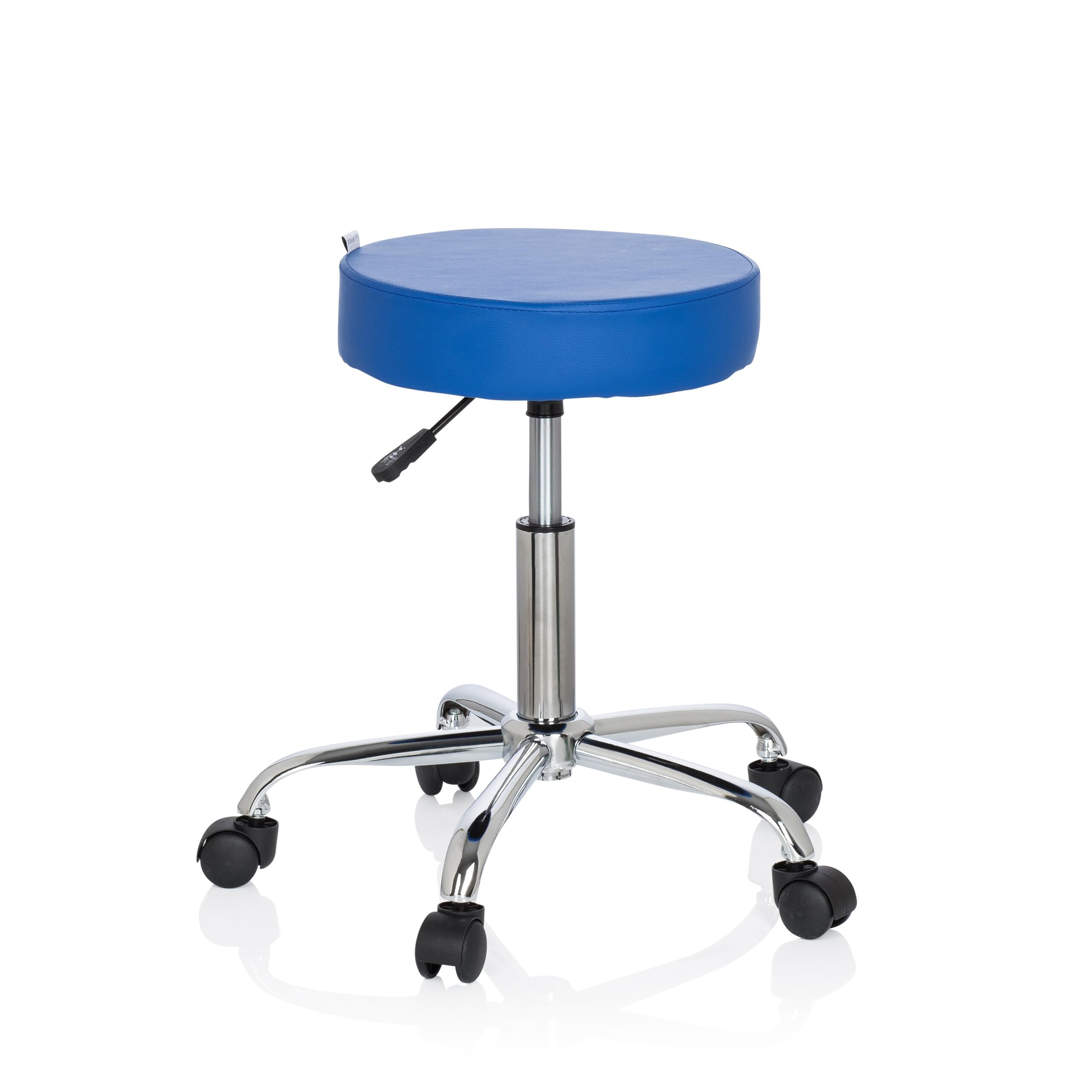 HJH Office 729413 Sgabello da ufficio OPERATOR II in similpelle blu Sgabello regolabile in altezza con rotelle