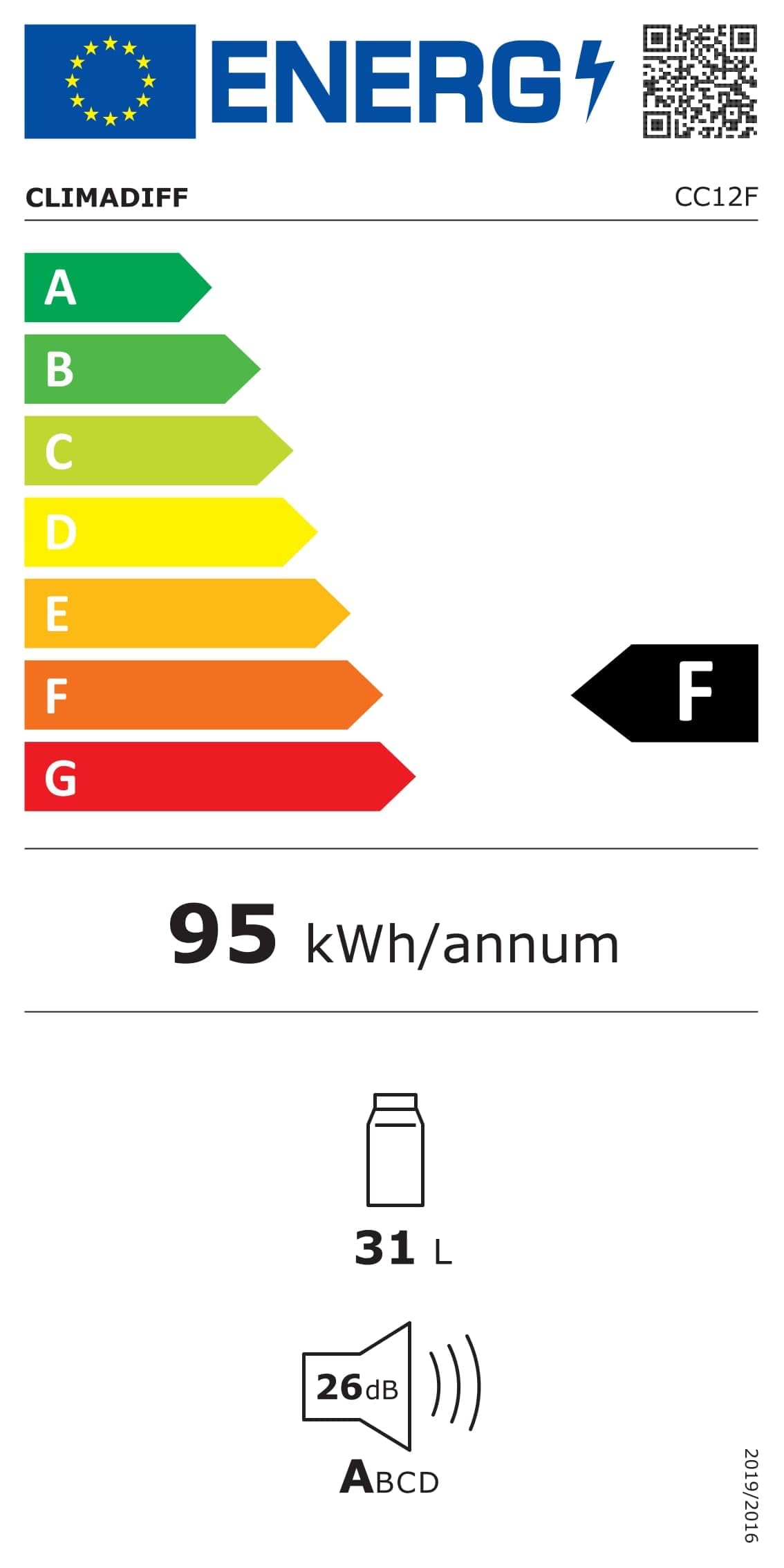 CLIMADIFF CC12F Hybrid-Weinkühlschrank 12 Flaschen Temperaturbereich 11°C-18°C freistehend