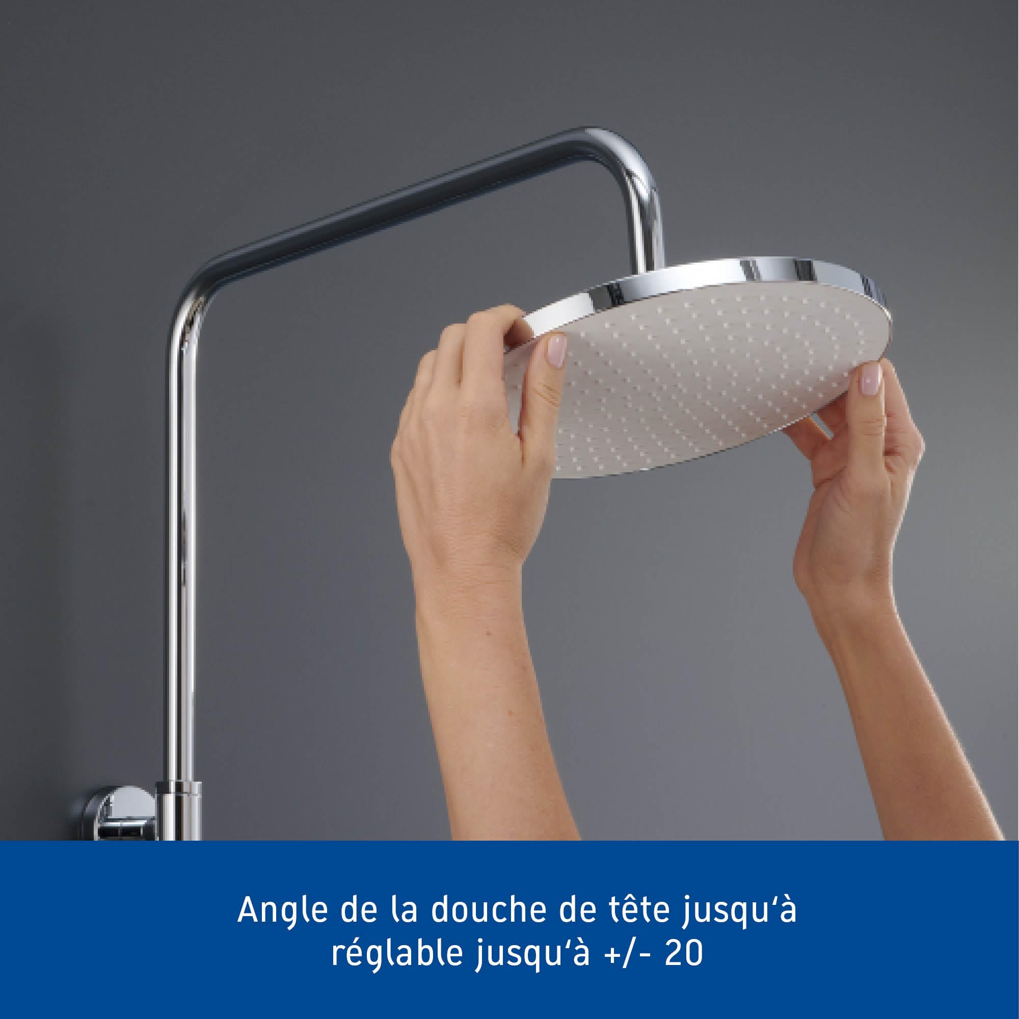 Système de douche Duravit, système de douche à économie d'eau, douche de tête avec 3 types de jets (Rain, Intense Rain, Soft Rain), réglable en angle, kit de douche facile à nettoyer, doré poli