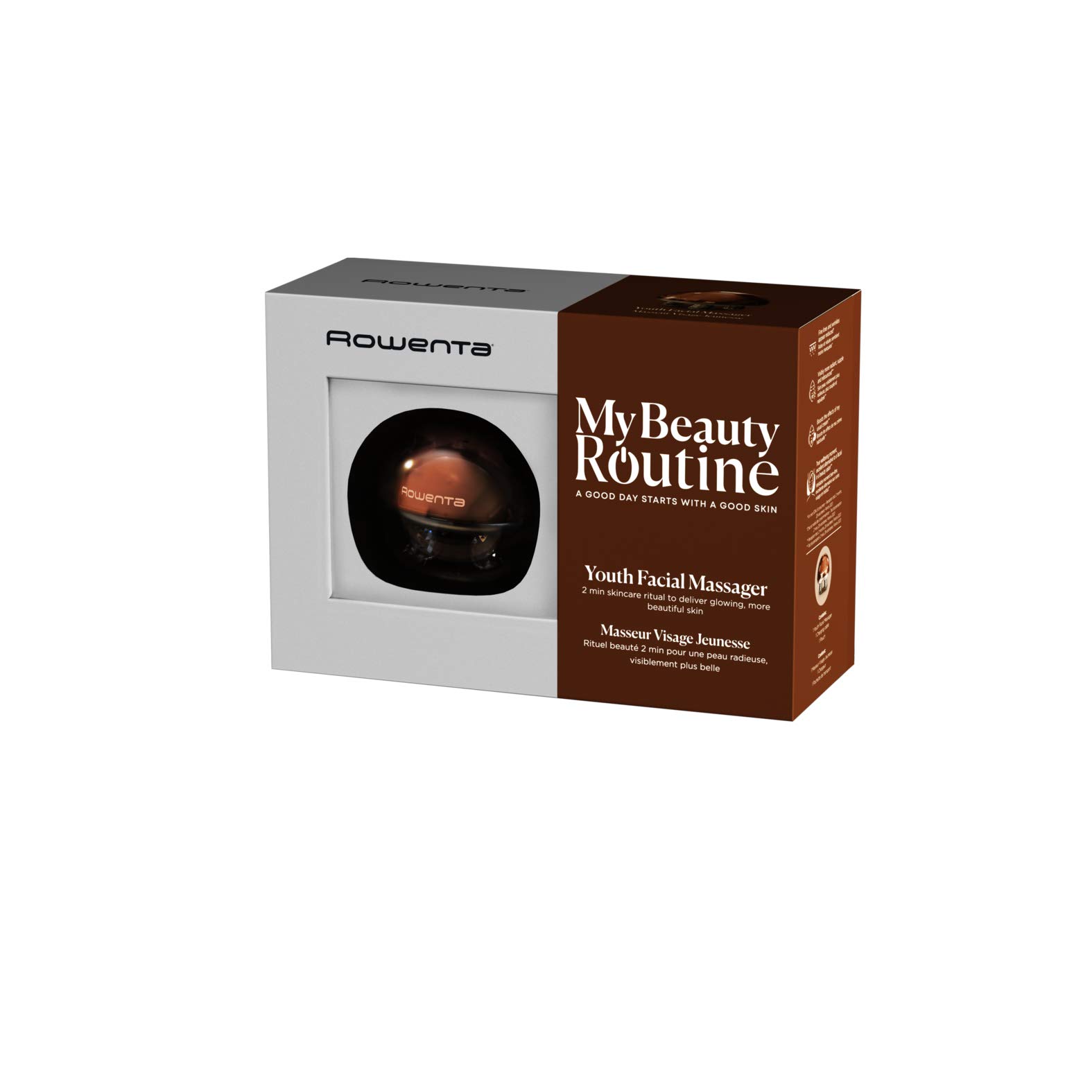 Rowenta Masajeador facial antiedad LV6020 Masajeador facial antiedad, vibraciones suaves, uso diario, reduce arrugas y líneas de expresión, piel joven, fresca y radiante, potencia efecto crema