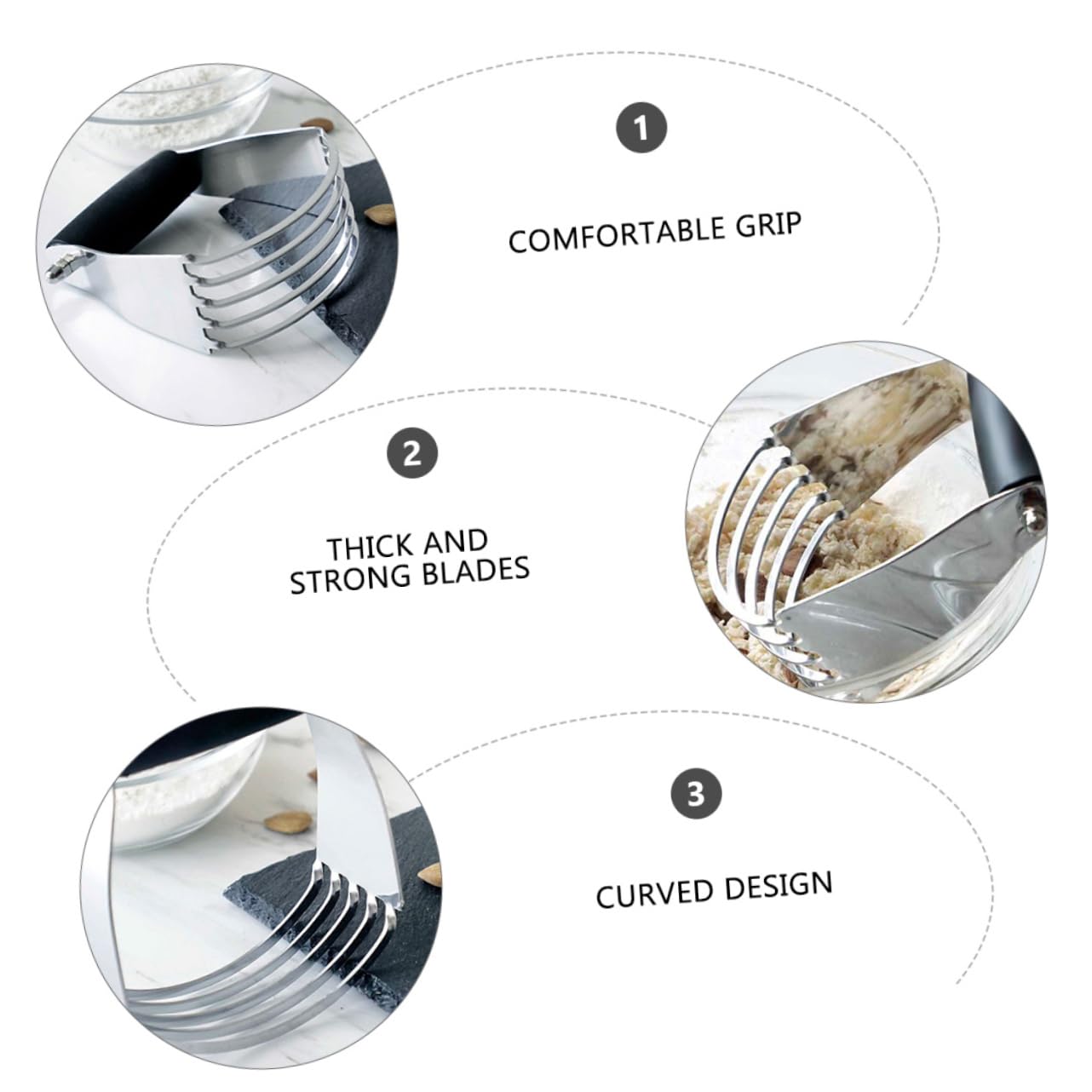 OKUMEYR Bench Scraper Dough Cutter Ergonomic Grip for Easy Mixing Blades for Pastries and Dough Essential Baking Tool for Home Chefs