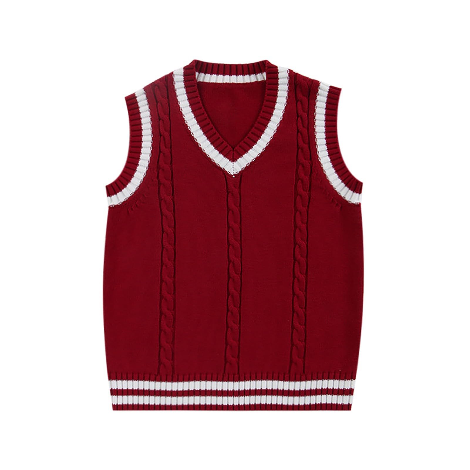 jinghuiyue Women’s V Neck Sweater Vest School Uniform Solid Color Sleeveless Knit Sweaters Pullover Tank Tops-picture-12
