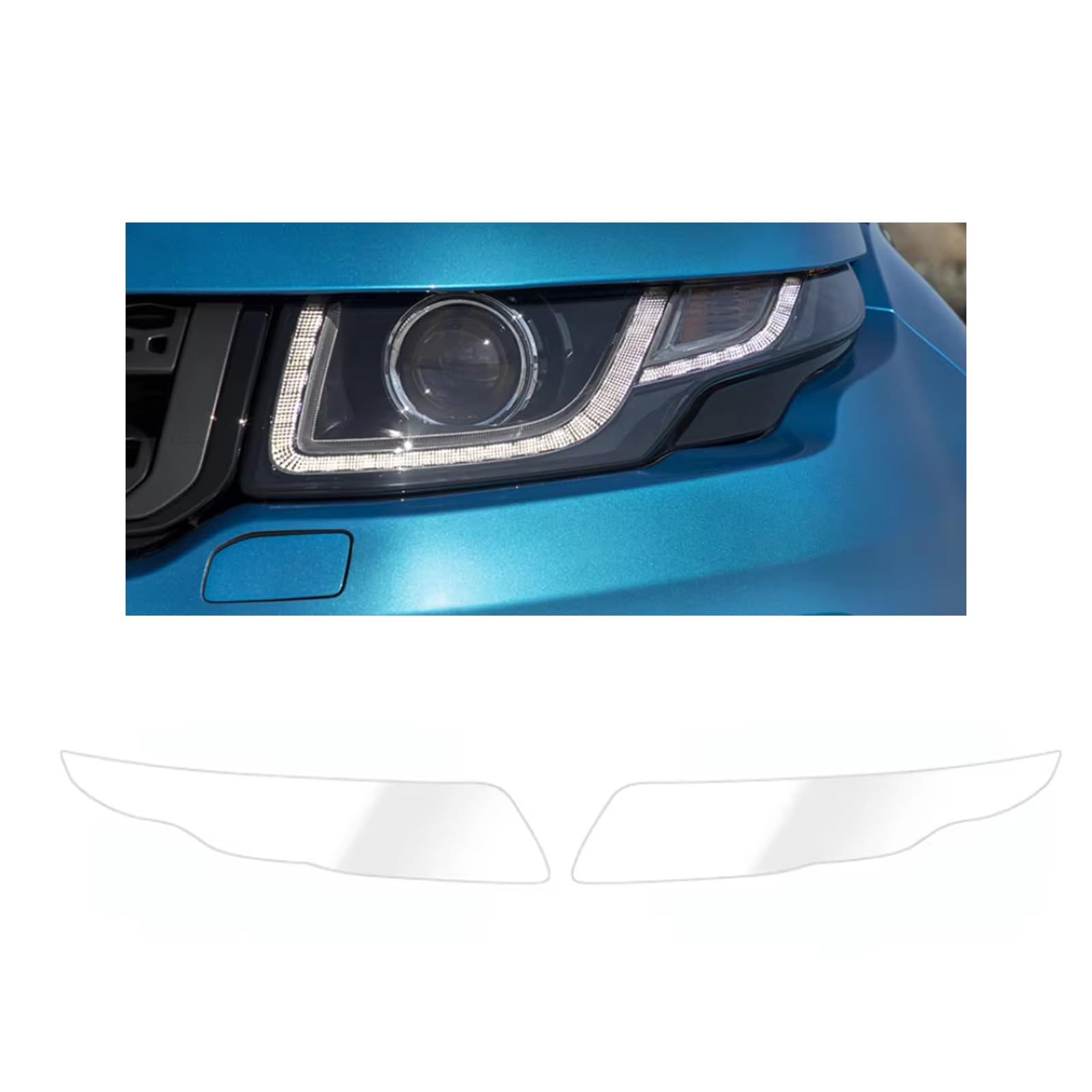Headlight Film for Land Rover Range Rover Evoque 2012-2018, 1Set Transparent/Smoke Black Car Headlight TPU Protective Film