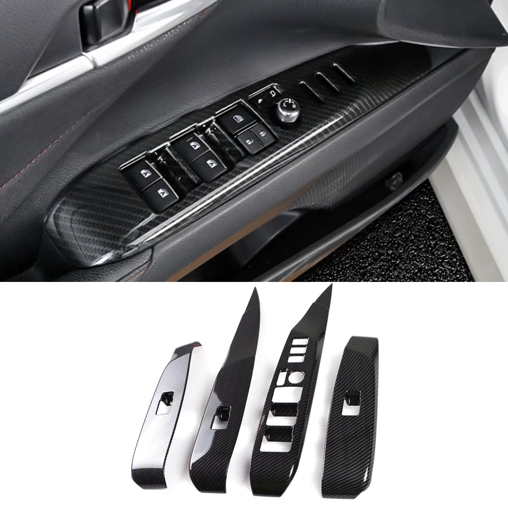 ERIDANUS Auto Accessories Fit for Toyota Camry 2021 2020 2019 2018Window Lift Switch Button Panel Cover Trim (Not for 2023 2022) (Carbon Fiber with