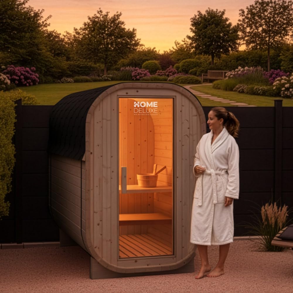 Home Deluxe Sauna extérieur Cube S 194x120 cm épicéa poêle inclus pour 2 personnes