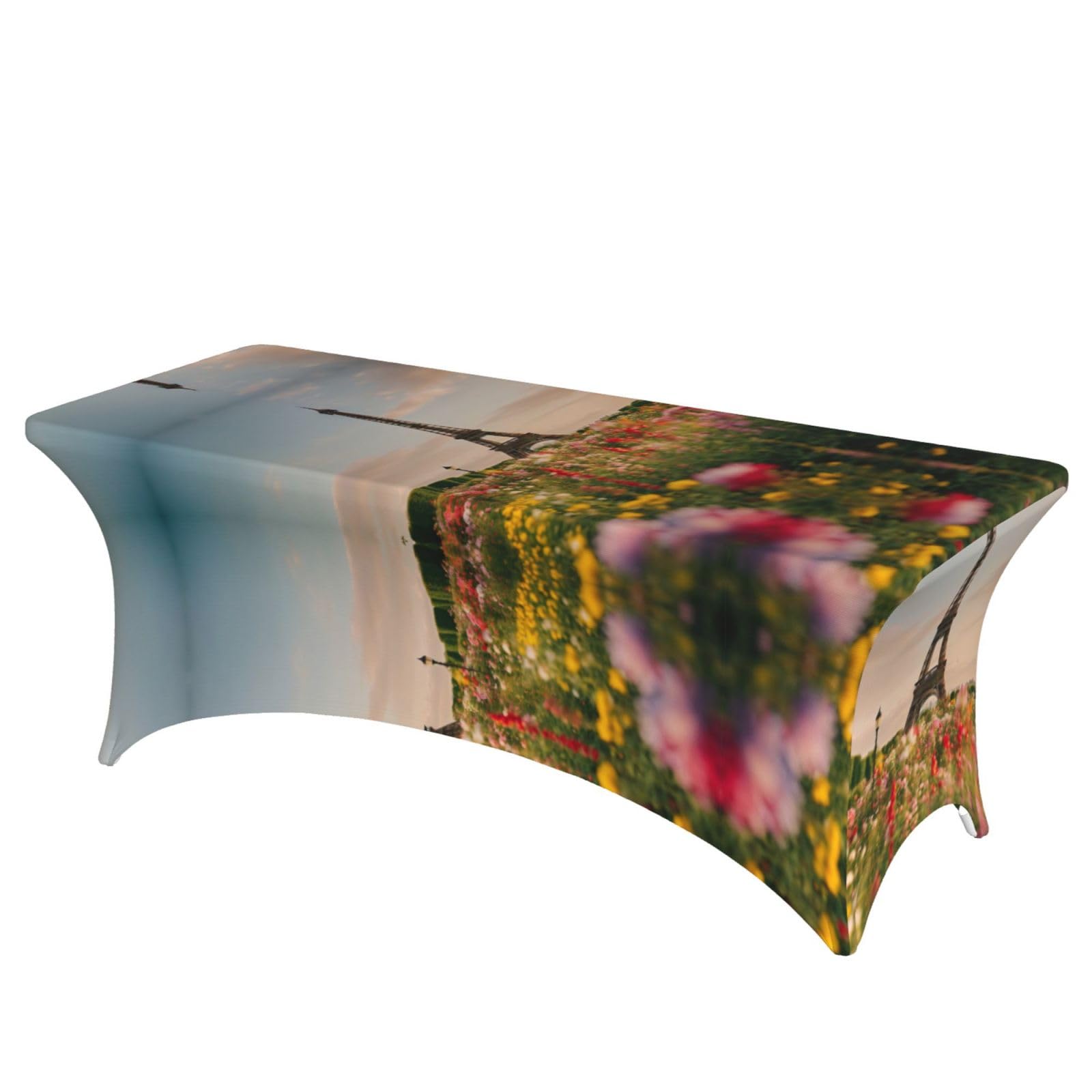 Housse nappe extensible 1,8 m imprimé Paris spandex lavable pour table de fête
