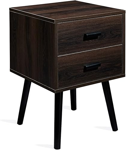 Miniatura 5 de Tianlang Mesita de noche con 2 cajones de almacenamiento, juego de 2 mesas de noche industriales, mesa auxiliar para dormitorio, sala de estar,