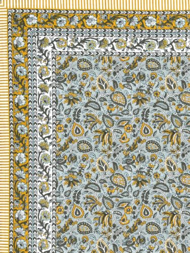 Image of 300 TC 100% Pure Cotton Bedsheet for Double Bed King Size (90x108) inch, Jaipuri Print Double Bedsheet Cotton with 2 Pillow Covers, Sanganeri Printed Flat Bed Cover