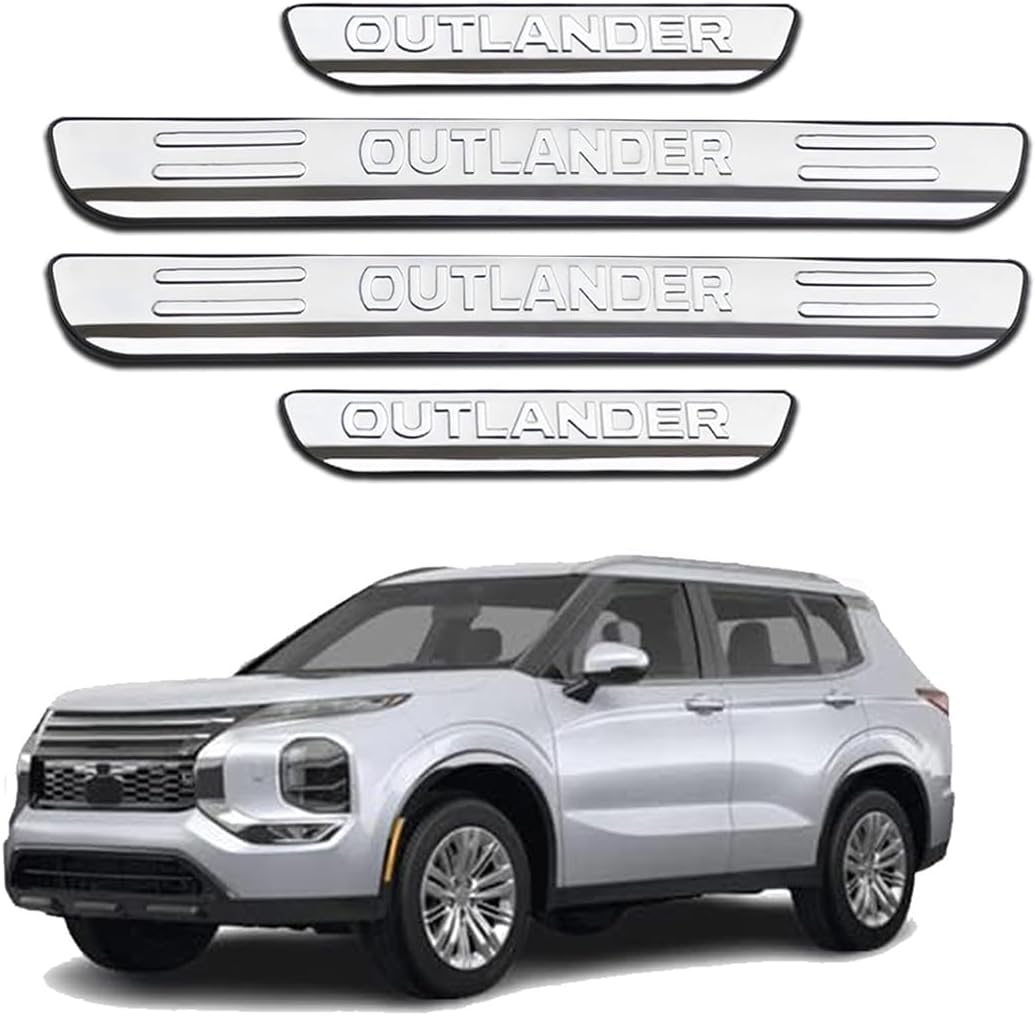 Chrome Door Sill Protector Trim Guard for Mitsubishi Outlander 2013 2025 2026, Stainless Steels Accessories Plates Cover Auto Interior Accessory Kick Panels