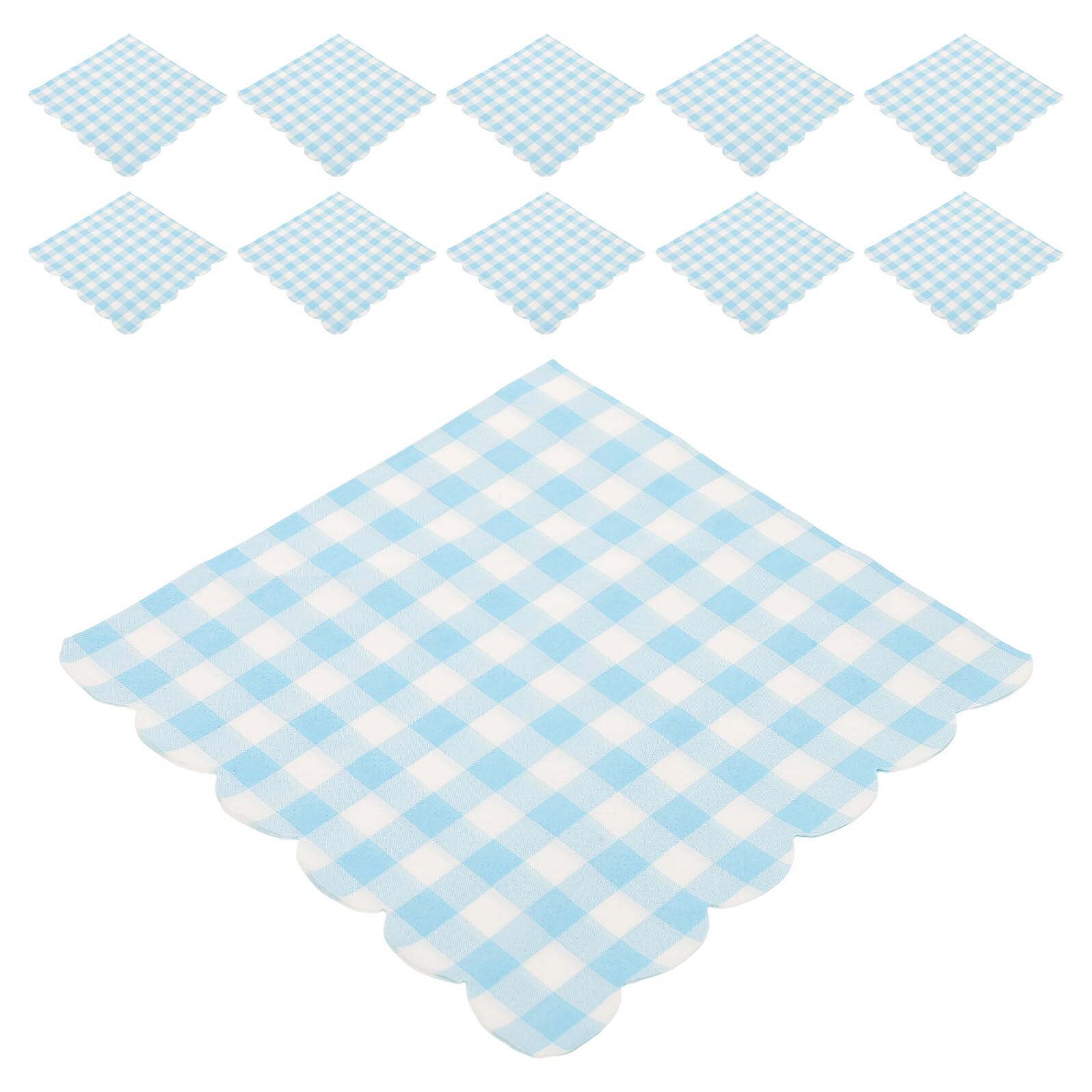 Serviettes jetables papier à carreaux bleus pour réception et repas de fête de fin d'études