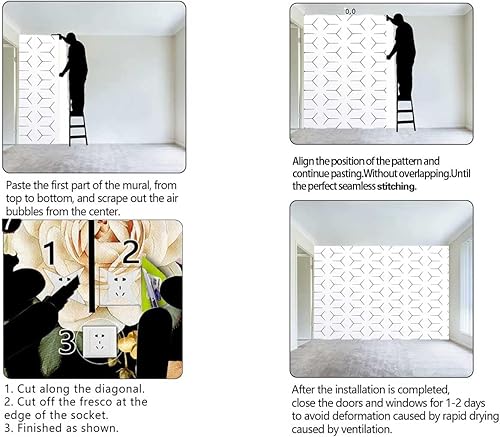 Miniatura 4 de Papel tapiz neutro para pegar y despegar, color claro, geométrico, línea de celosía, moderno, apto para bricolaje, 59 pulgadas de ancho x 48