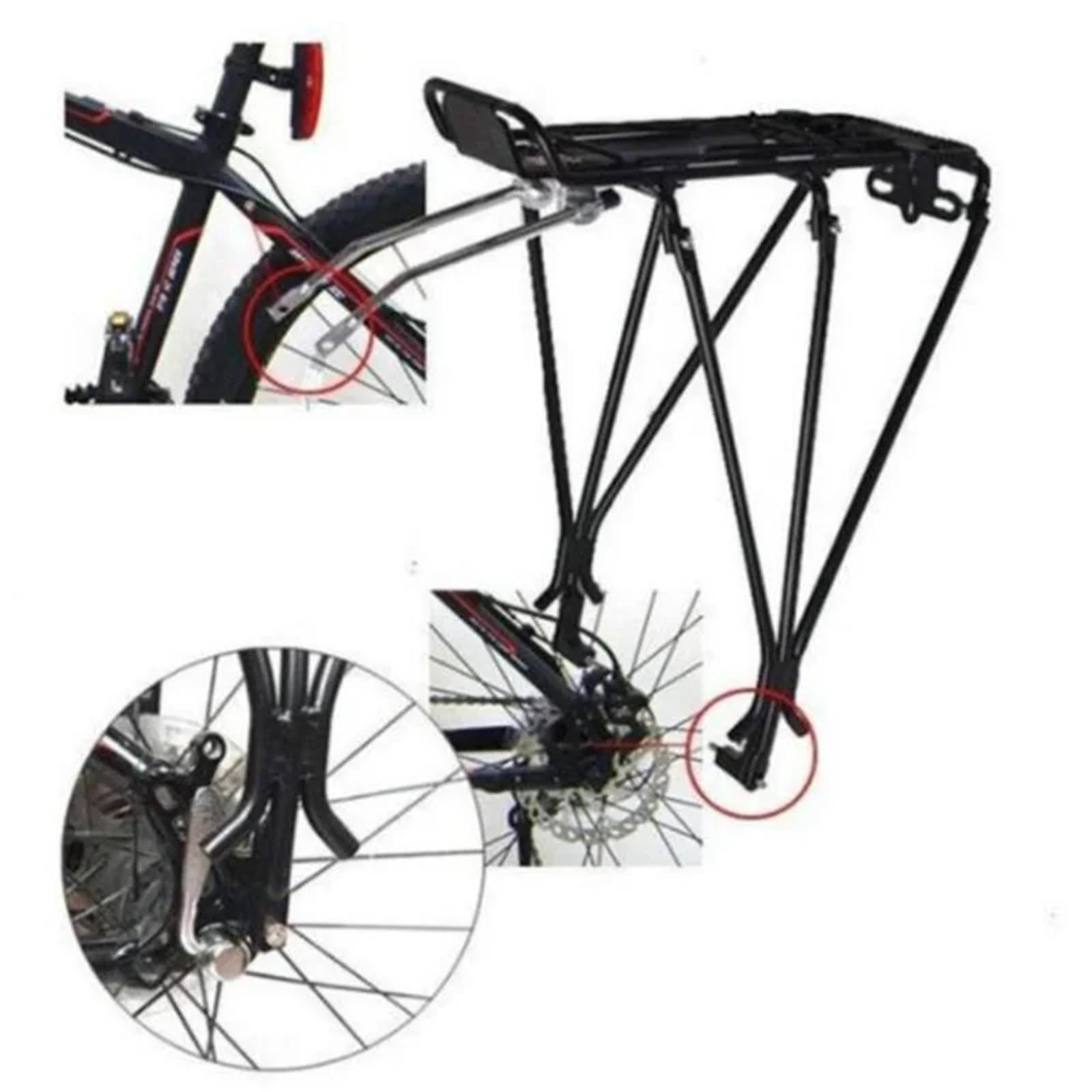 Portaequipajes Trasero para Bicicleta, Estante Trasero for Bicicleta MTB de aleación de Aluminio Negro 35x14cm 65kg for 24-28 Pulgadas