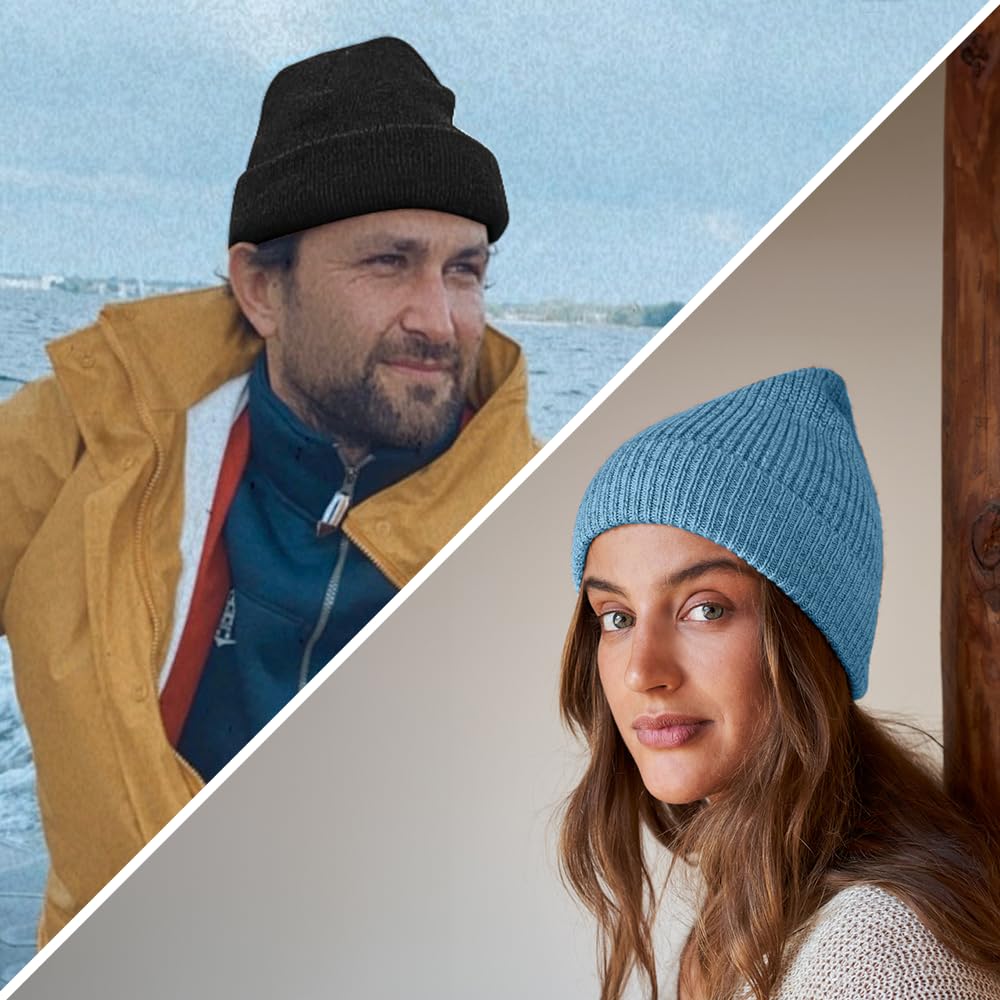 Gorro de alpaca de 100% lana de alpaca para bebé (azul hielo) – Gorro de punto para mujeres y hombres – Gorro de punto unisex cálido para otoño e invierno – gorros de lana suaves y cálidos,