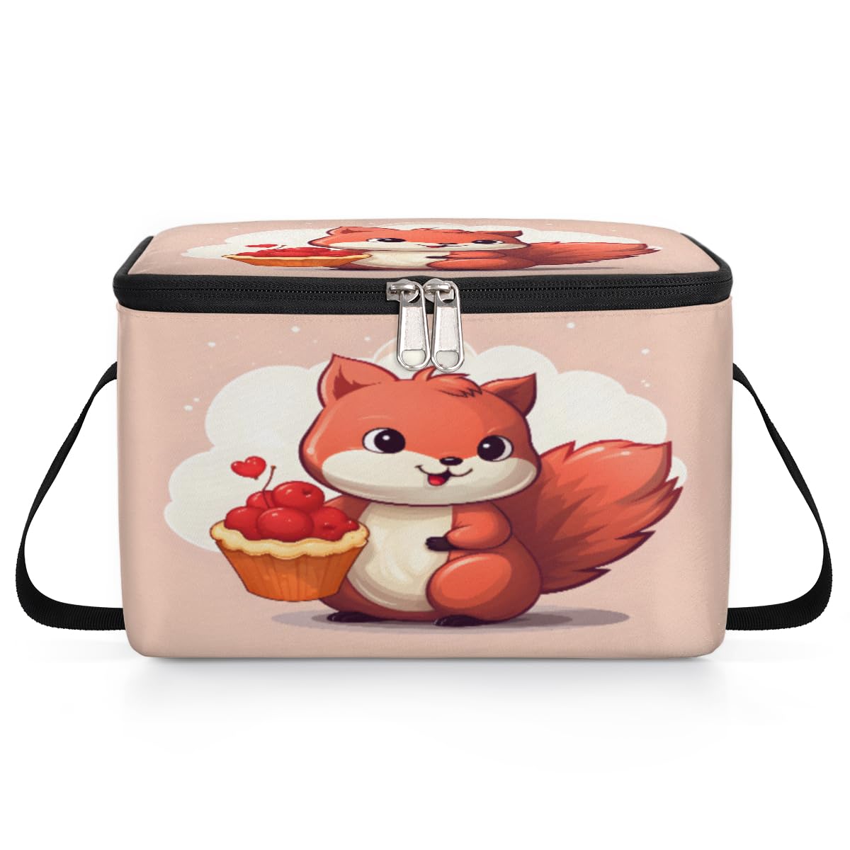 GzLeyigou Squirrel Lunch Bags for Women Men 9 Cans, Hot & Cold Food Delivery Bag Insulated Grocery Bag Insulated Lunch Box Animal Cooler Bag for Office Work Picnic Beach