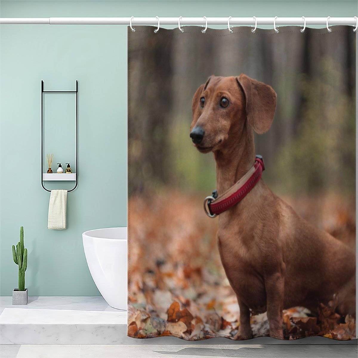 3D Dackel Duschvorhang 180x200cm - Wasserdicht & Schimmelresistent