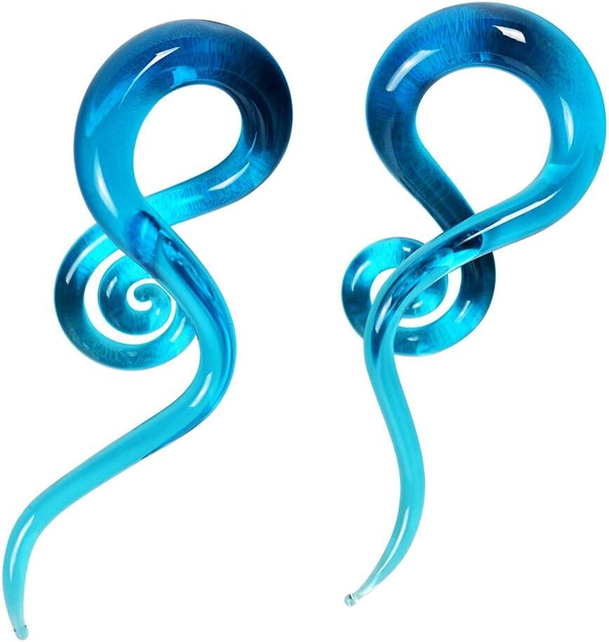 Stuppendux 2PcsArt Glass Tapers Colorful Ear Tunnels Plugs Gagues Stretchers for Women Men
