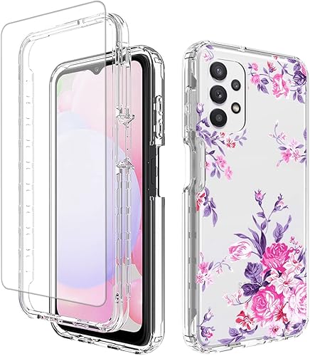 Funda para Galaxy A13 4GA13 LTE 4G SM-A135F con protector de pantalla de vidrio templado, suave 360 cuerpo completo, a prueba de golpes,