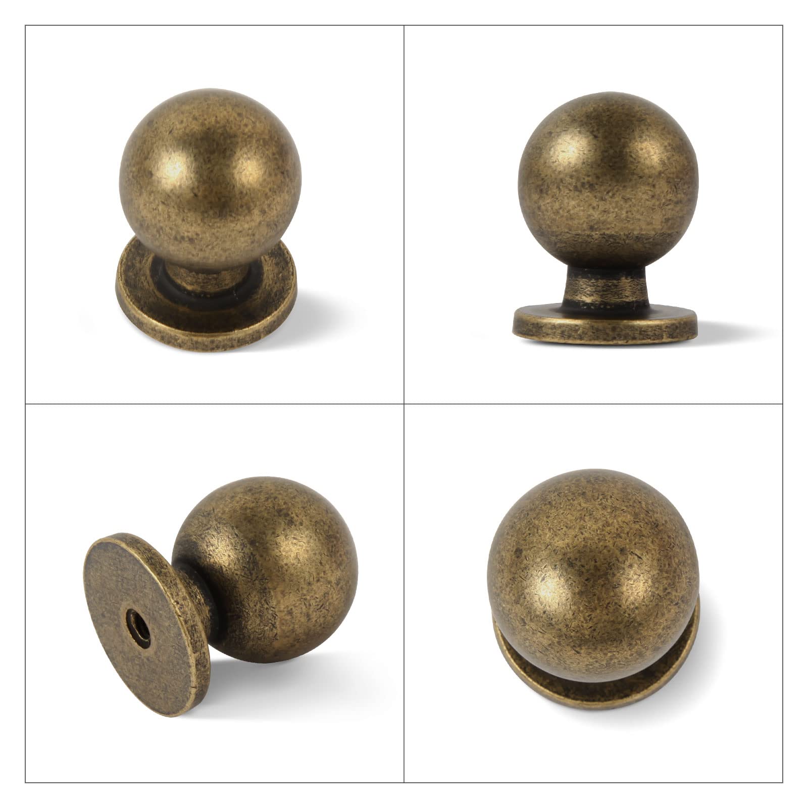 KHTUMEWARE-88222AE18 Round Knob, Antique English Brass, 1 in (25 mm) in Antique English Brass — KHTUMEWARE