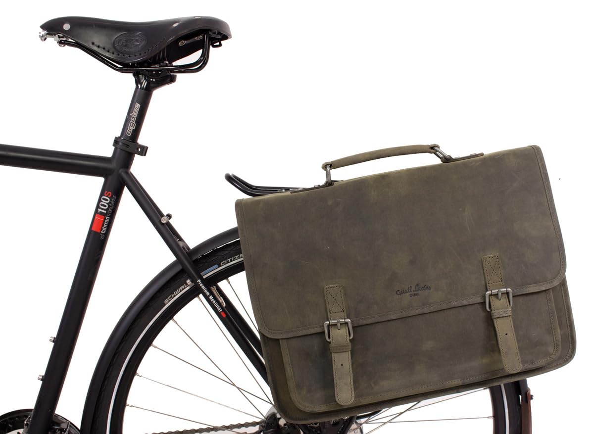 Gusti Gepäckträgertasche Leder - Matthew S. Damen und Herren Aktentasche Fahrradtasche Lehrertasche Bürotasche Arbeitstasche Ledertasche Vintage Leder