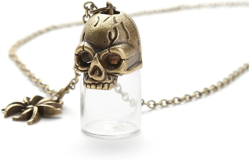 Skull Glass Bottle Necklace, Potion Bottle Pendant, Blood Bottle Gothic Necklace, Gift for Women