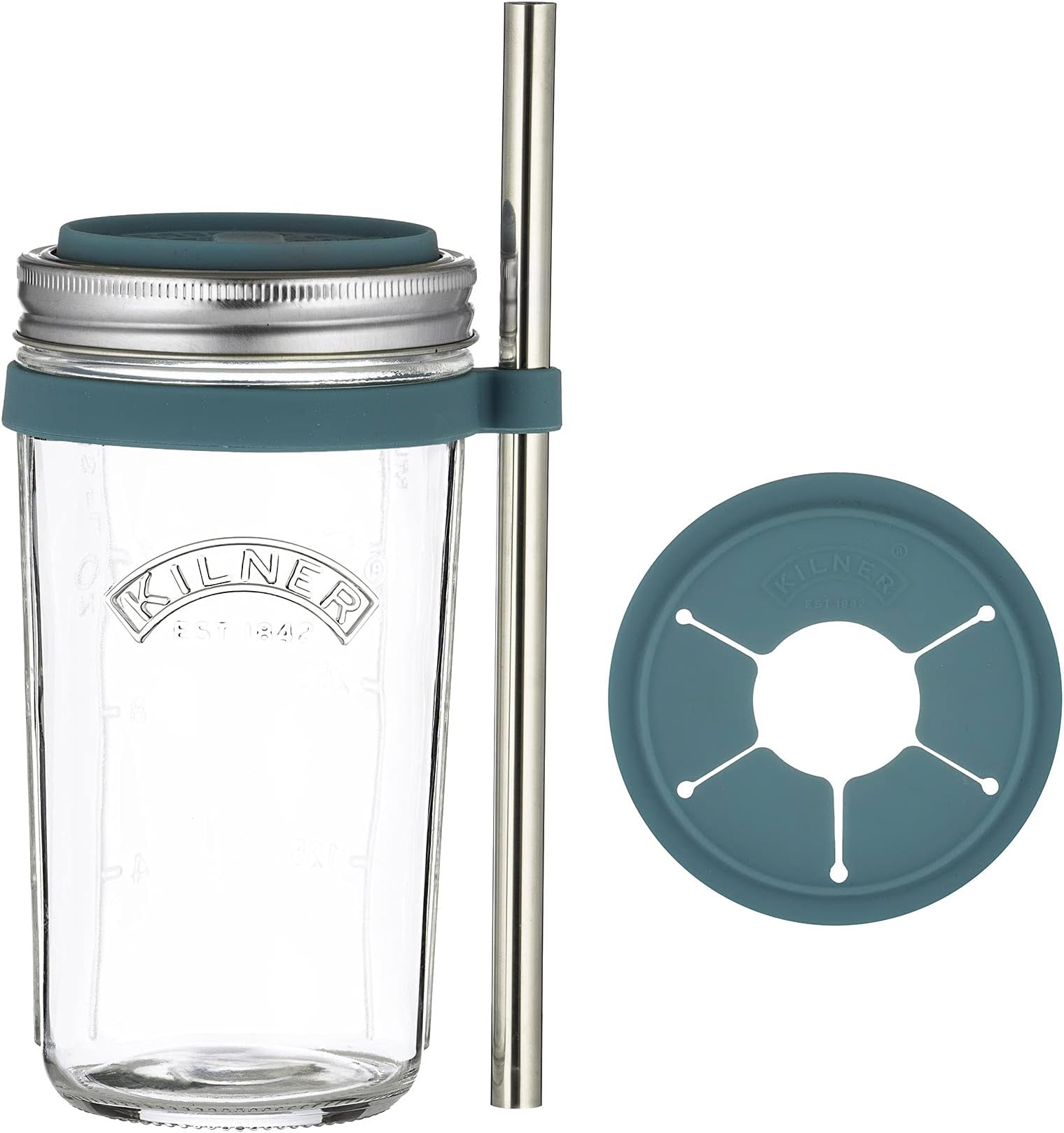 Kilner EST 1842 Premium Smoothie Making Set for thinKitchen Juice, Shakes, Airtight Lid with Straw, 500ML