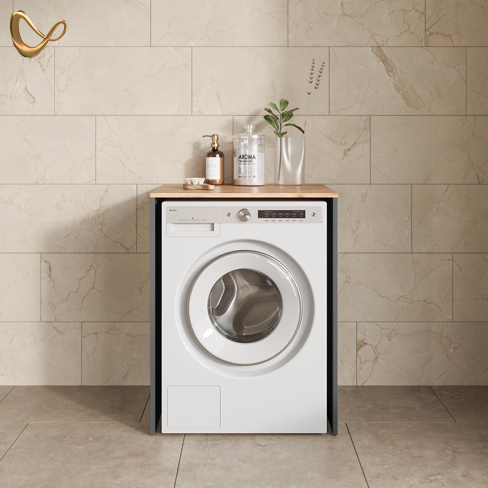 Livinity Mobiletto per lavatrice Paolina Antracite/Rovere dorato 68x88.2 cm