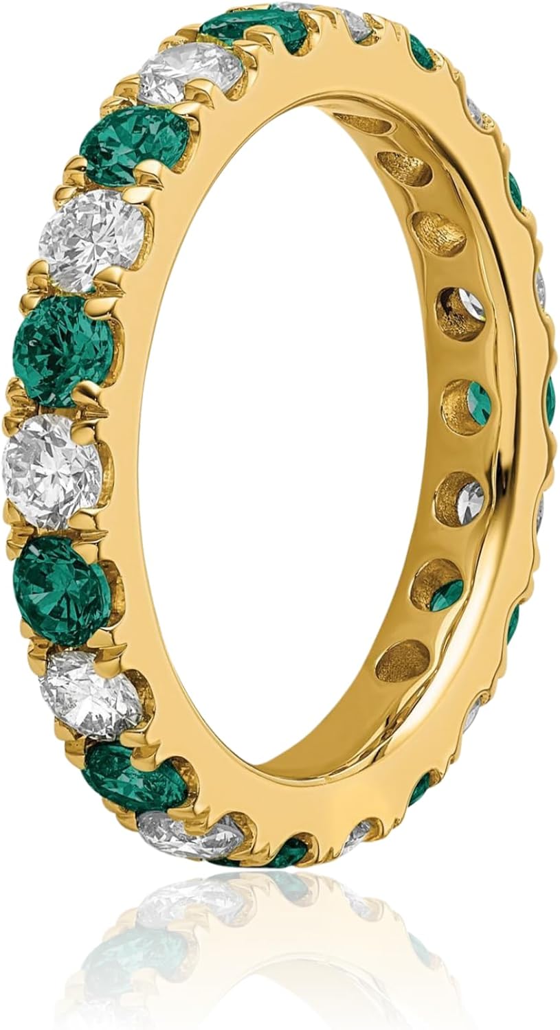 IceCarats 14K Solid Yellow Gold 1.50 carat Alexandrite Diamond Eternity Anniversary Ring 3.26mm Band Round Cut, Natural, Prong Set