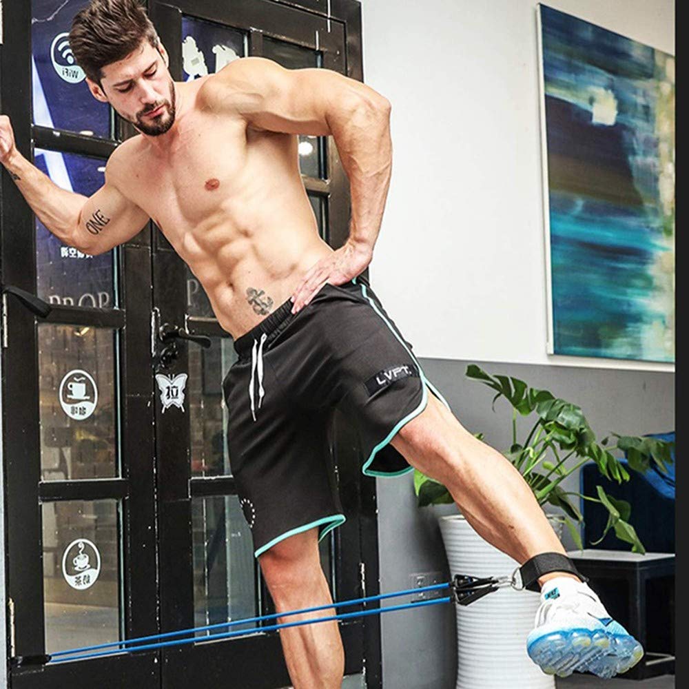 Resistenza Band Set Bande di Resistenza,5 Bande Elastiche in Lattice con Maniglie,Gancio per Fissaggio alla Porta Cinghie Punta Piedi e Borsa,per Attrezzi da Fitness,Yoga,Pilates