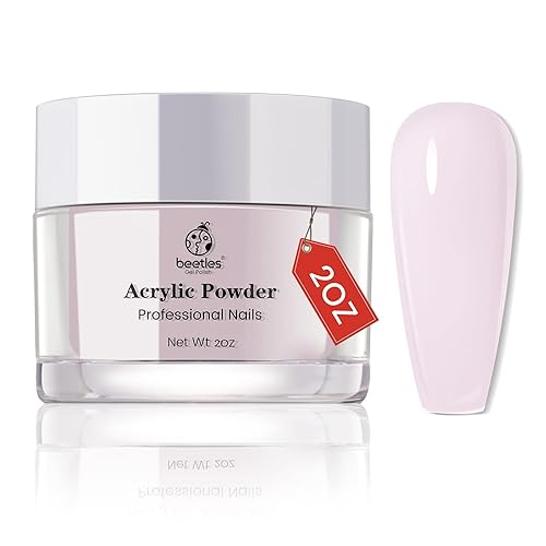 Beetles - Kit de uñas de polvo acrílico Sistema de uñas rosa transparente de 2 onzas, juego de polvo profesional de uñas acrílico natural para