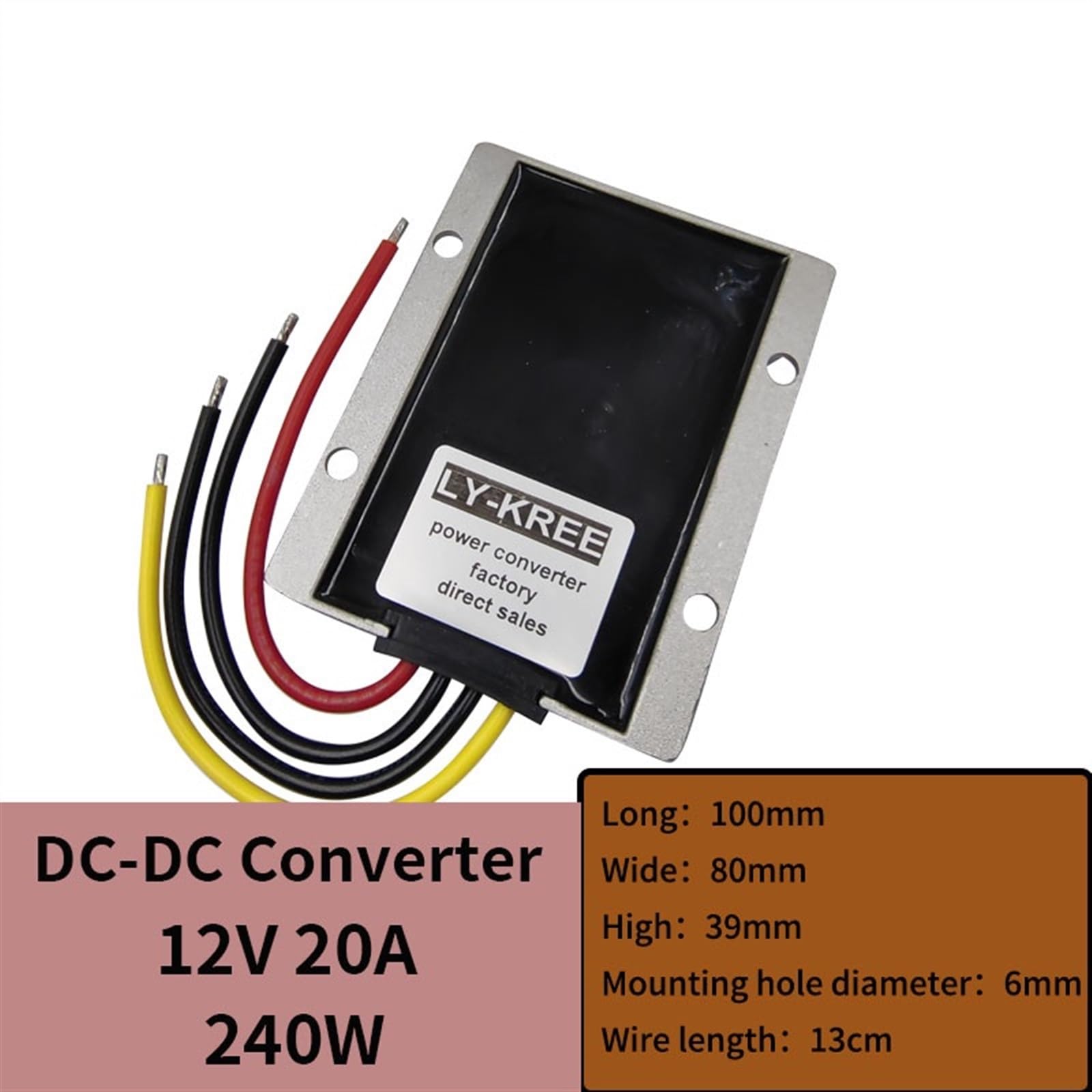 Konwerter DC-DC 15-72 V na 12 V 12 V 24 V 36 V 48 V 60 V do 12 V moduł stopniowy samochodowy zasilacz LED 20 A 30 A 40 A (12 V 20 A, 15-40 V-12 V)