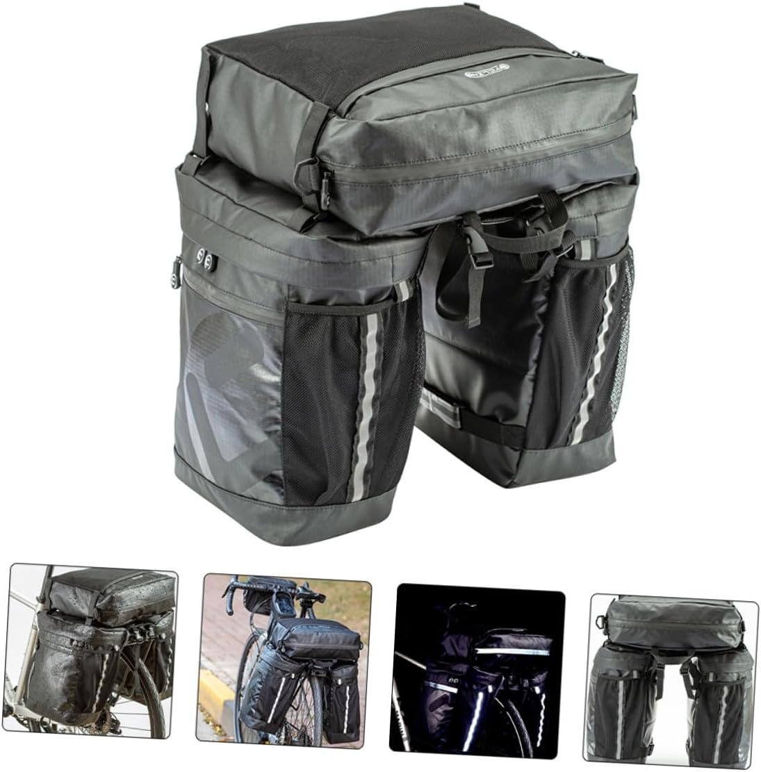 Bike Rear Shelf Bag 3-in-1 Waterproof Pannier Saddle Bag 50l Large Capacity Cycling Luggage for Mountain Bike Touring and Commuter Travel