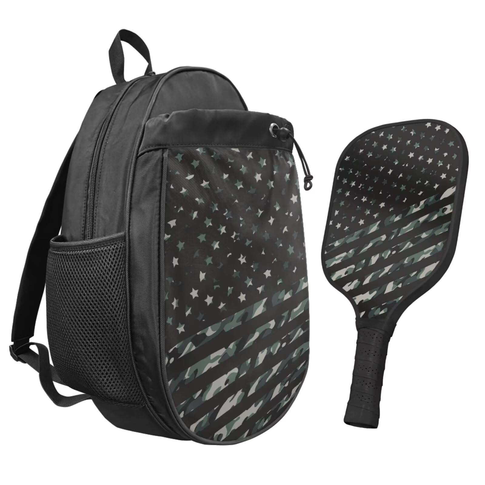 TSOVTHRID Pickleball Paddles Set of 2 with Camouflage American Flag Pickleball Paddle Bag with Zipper & Adjustable Shoulder Strap Pickleball Paddles Pickleball Rackets for Adults and Teenager