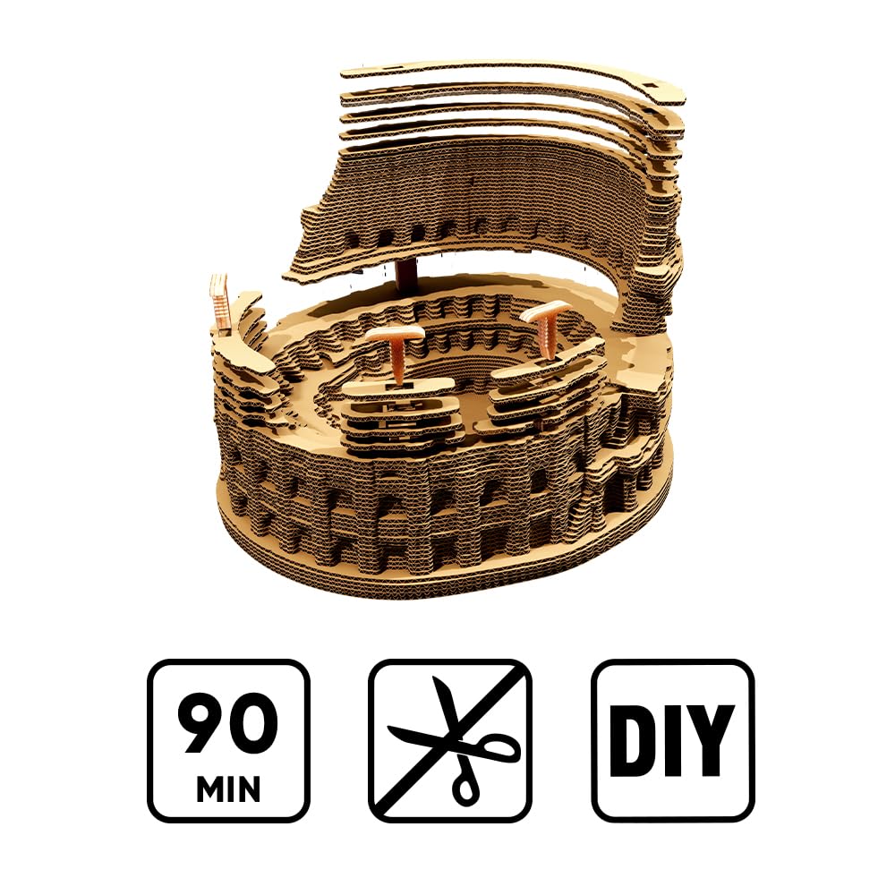 Colosseo di Roma Puzzle 3D in Cartone – Modellino da Costruire | 74 Pezzi, 15 × 15 × 9 cm – Kit Scultura Fai da Te da Dipingere, Materiali Riciclati, Ragazzi e Adulti, Idea Regalo