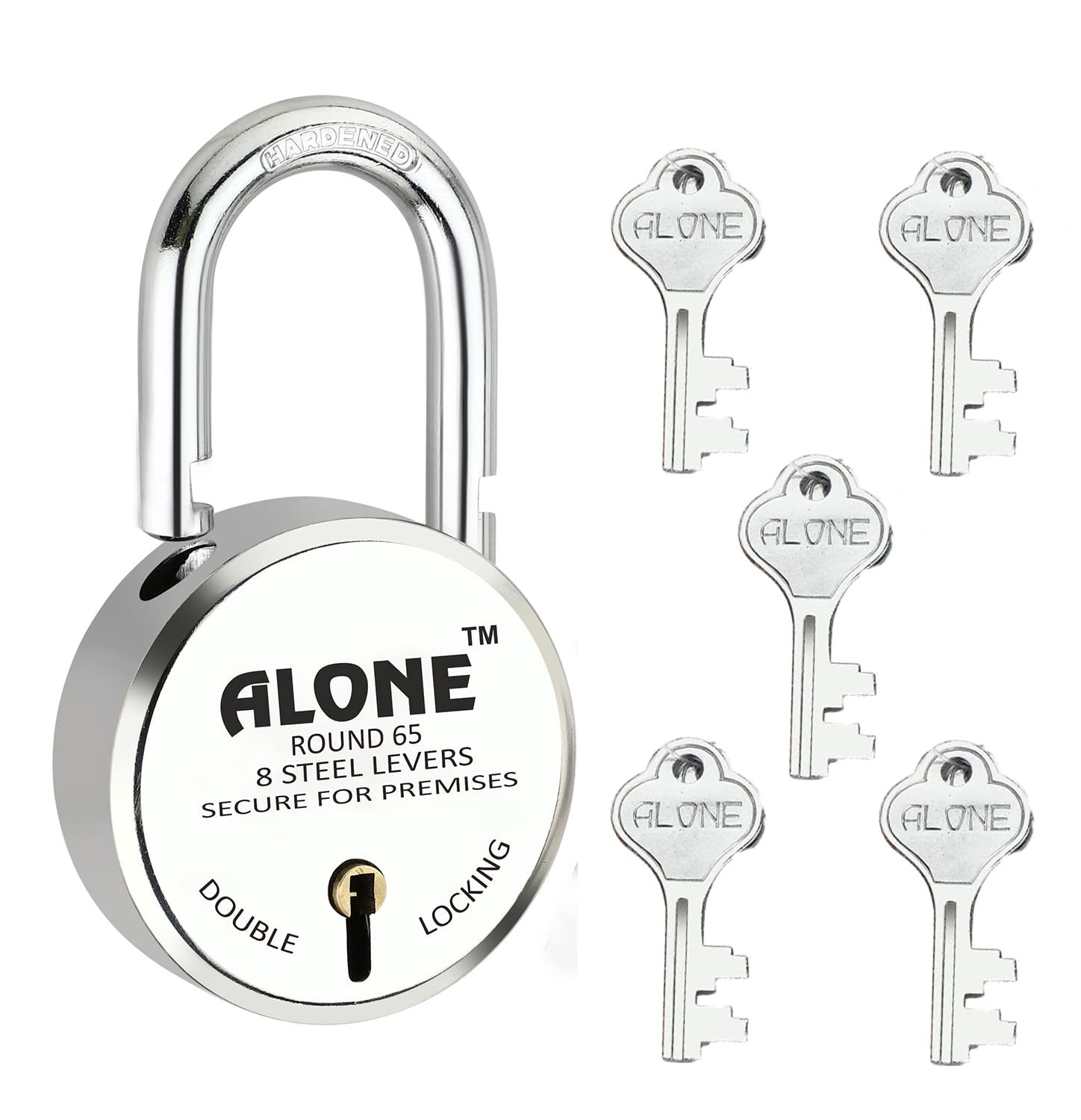 Alone Padlocks Small Size 50mm 6 Keys Lock | Hard Shackle Double Locking | Lock and Keys for Home Door Gate Shop Shutter Office, Chrome Finish Rust Resistance | Made in India (Pack of 01) — Amazon image 12