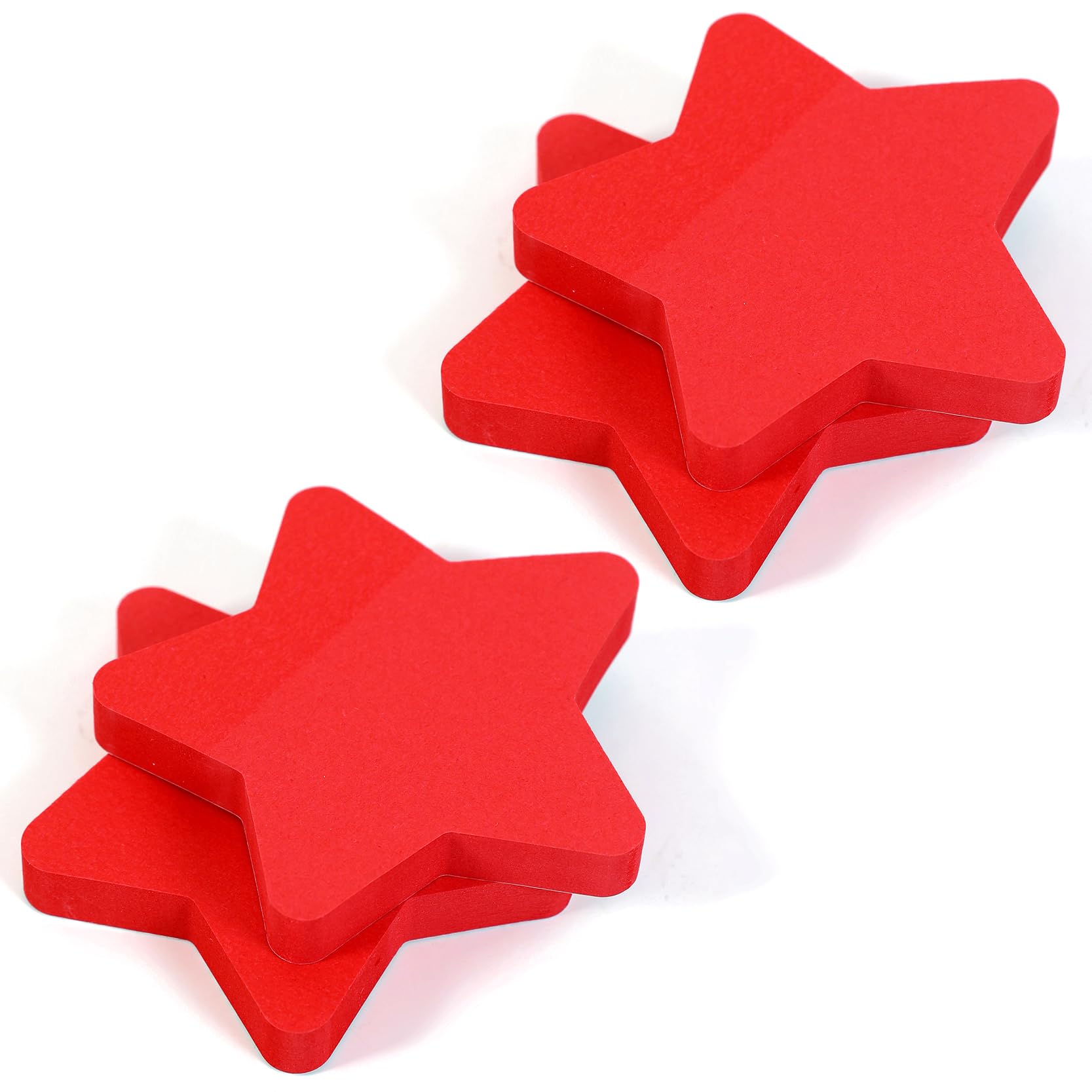 Evergreen Goods 4 Pads Star Shaped Sticky Notes, 76mm x 76mm, Neon Red Colour 100 Sheets Per Pad, Self-Adhesive Post Memo Notes for Office, Home, School