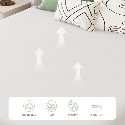 Miniatura 7 de Novilla Colchón tamaño Queen, colchón de espuma de 10 pulgadas en una caja, espuma de carbón de bambú con funda suave transpirable para un sueño