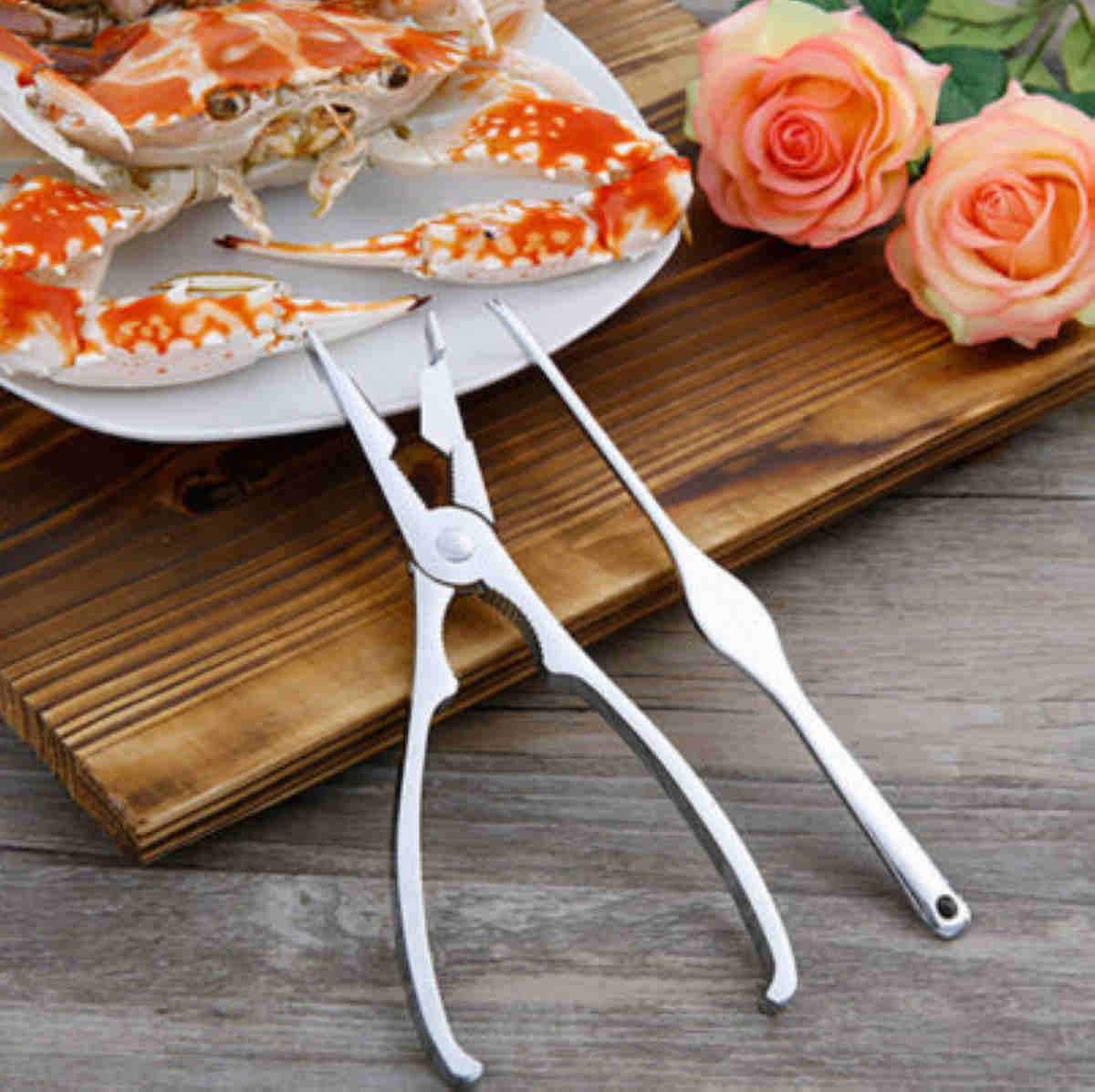 S.B. ANJALI SHALU BHAI Crab Cutter Tool Set, Stainless Steel Multipurpose Crackers, Shell Fish, Lobster Crab Cutter & Nutcracker 7inch… 4