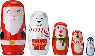 YIJU 5 peças boneca russa para artesanato tradicional figuras de matryoshka boneca de natal para mesa de festa de natal brinquedo para crianças